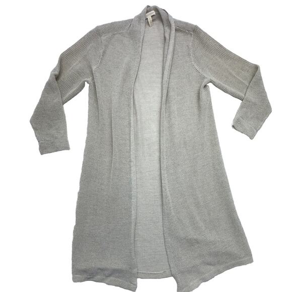 EILEEN FISHER Cardigan Womens Small Italian Yarn Sweater Open Front Beige - Picture 3 of 8